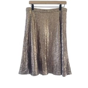 Ann Taylor NWOT cream sequin A-line skirt size M